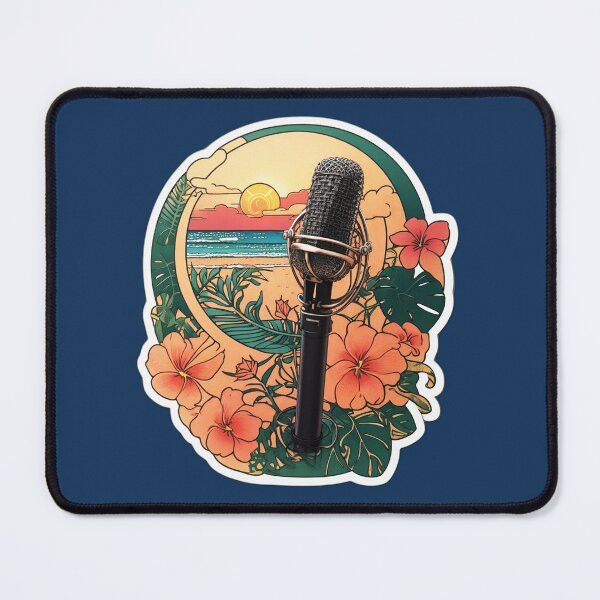 Item preview, DJ Microphone on a Sunny Beach with Hawaiian Flowers at Sunset designed and sold by NautiChic.