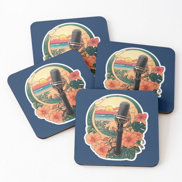 Item preview, DJ Microphone on a Sunny Beach with Hawaiian Flowers at Sunset designed and sold by NautiChic.