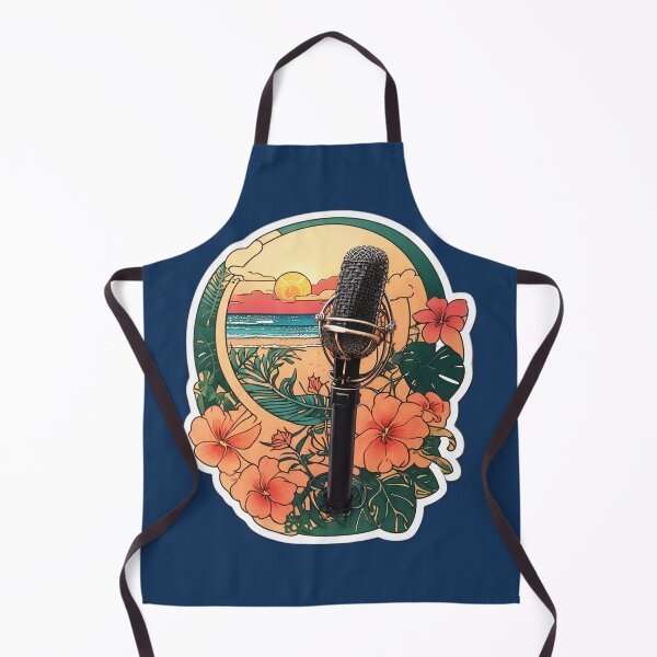 Item preview, DJ Microphone on a Sunny Beach with Hawaiian Flowers at Sunset designed and sold by NautiChic.