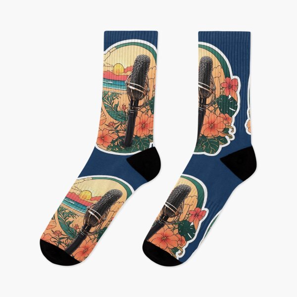 Item preview, DJ Microphone on a Sunny Beach with Hawaiian Flowers at Sunset designed and sold by NautiChic.