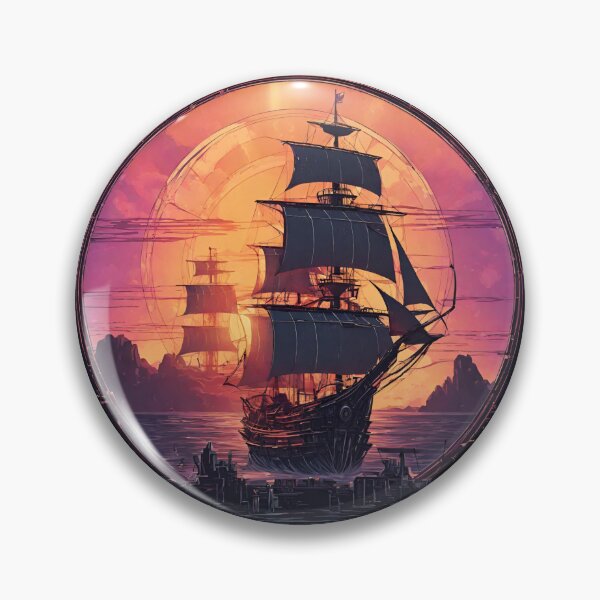 Item preview, Beautiful Pirate Ship on the Sea at Sunset. designed and sold by Aquillashop.