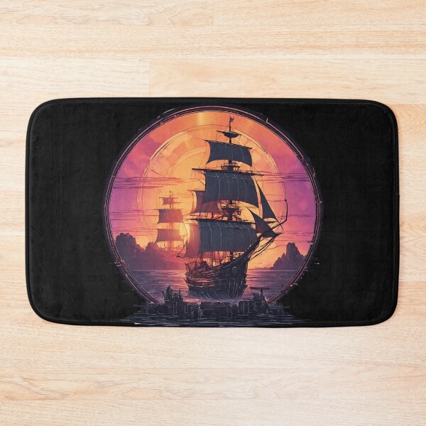 Item preview, Beautiful Pirate Ship on the Sea at Sunset. designed and sold by Aquillashop.