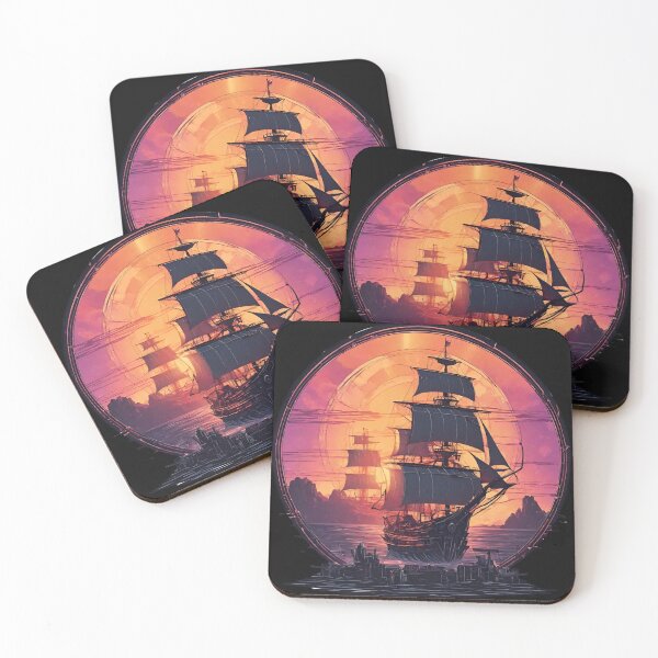 Item preview, Beautiful Pirate Ship on the Sea at Sunset. designed and sold by Aquillashop.