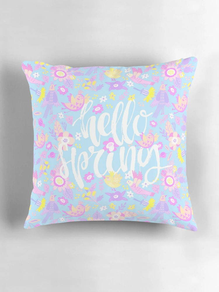 Thumbnail 3 of 4, Pillow, Hello Spring (Powder Blue) designed and sold by Mandala Of Life.