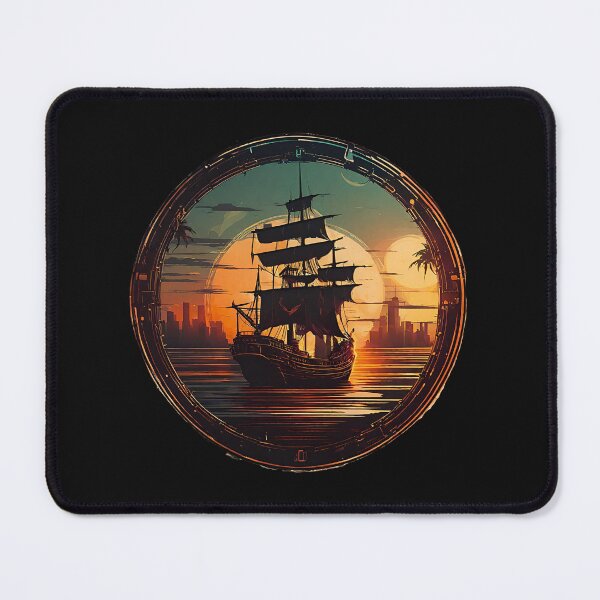 Item preview, Beautiful Pirate Ship Docking at the Port, Sunset designed and sold by Aquillashop.