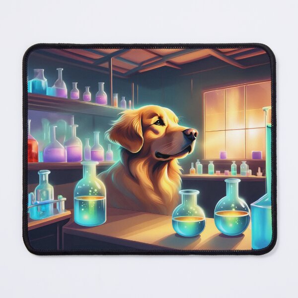 Item preview, Golden retriever in a chemistry lab designed and sold by JohntumPhysics.