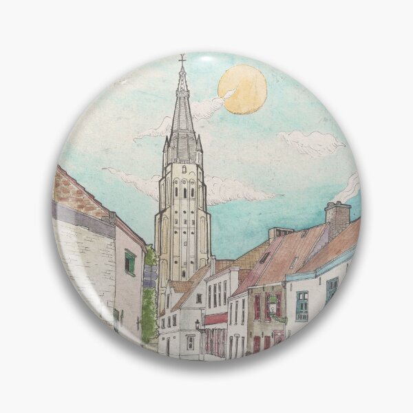 Item preview, Church of Our Lady Bruges Belgium Cityscape Watercolor Illustration designed and sold by Wall-Art-Sketch.