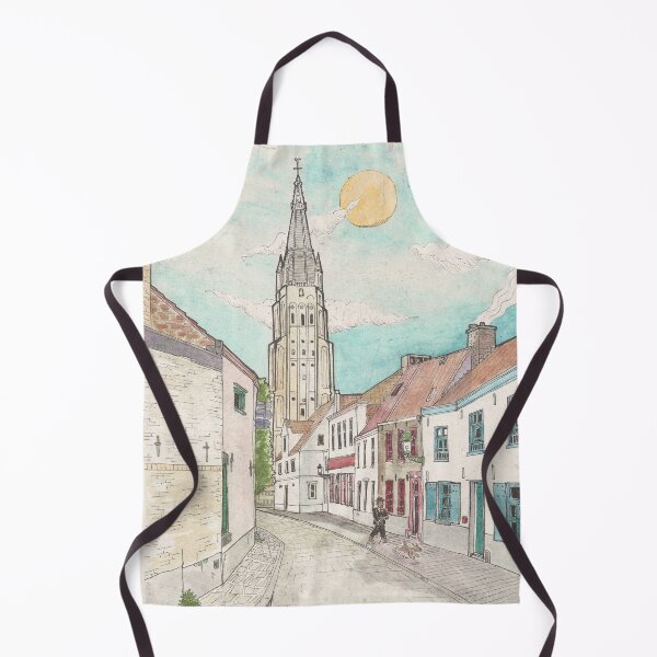 Item preview, Church of Our Lady Bruges Belgium Cityscape Watercolor Illustration designed and sold by Wall-Art-Sketch.