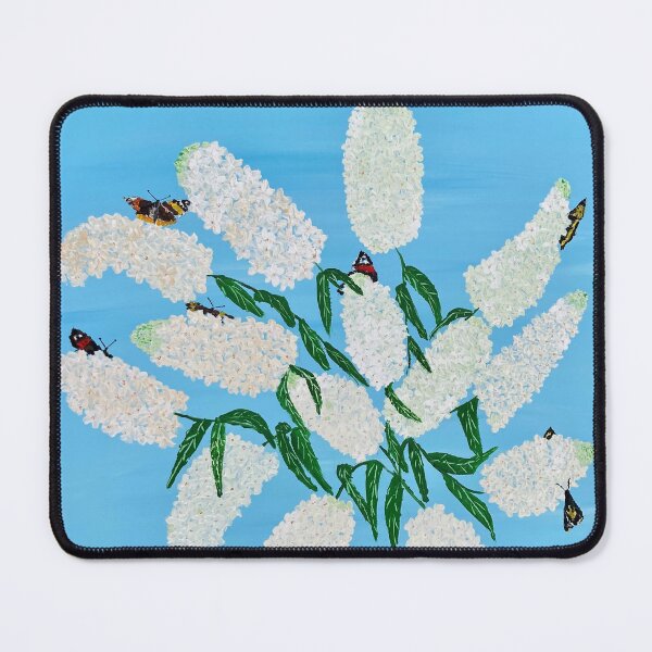 Item preview, White Buddleia flowers with butterflies designed and sold by Ruth Breen Artwork .
