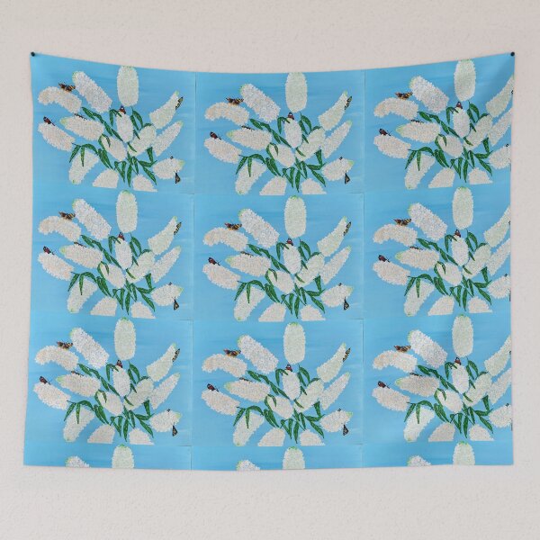 Item preview, White Buddleia flowers with butterflies  designed and sold by Ruth Breen Artwork .