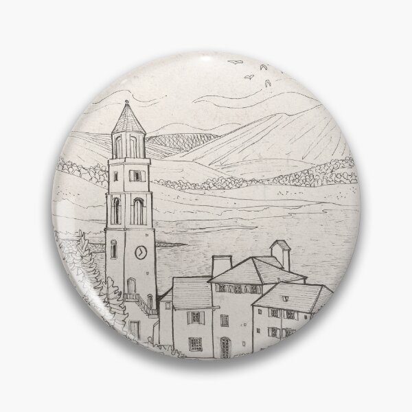 Item preview, Mountain Village Italian Alps Pen And Ink Illustration designed and sold by Wall-Art-Sketch.