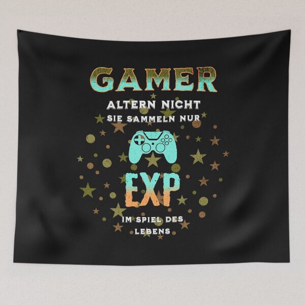 Item preview, Gamers don't age, they just gain EXP in the game of life. Saying in German - funny designed and sold by Pflugart.
