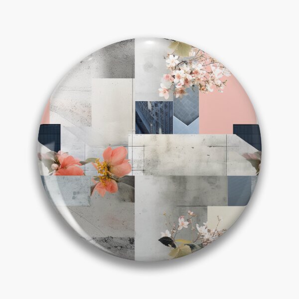 Item preview, Pastel Petals and Concrete Geometry - an Urban Botanic Abstraction Pattern designed and sold by Dazzling Studio Art.