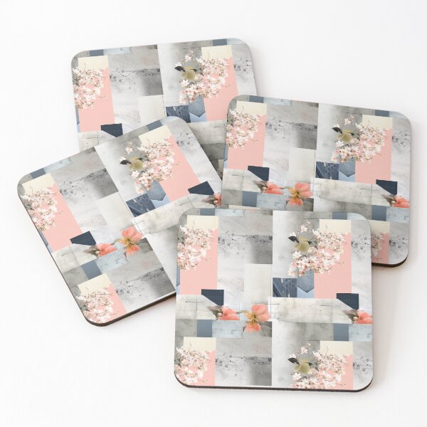 Item preview, Pastel Petals and Concrete Geometry - an Urban Botanic Abstraction Pattern designed and sold by Dazzling Studio Art.