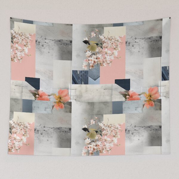 Item preview, Pastel Petals and Concrete Geometry - an Urban Botanic Abstraction Pattern designed and sold by Dazzling Studio Art.