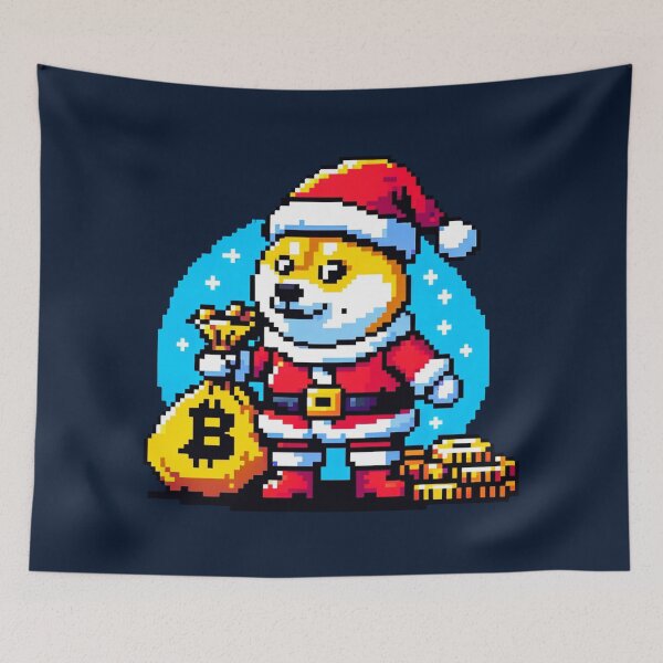 Item preview, 8-Bit Dogecoin Santa with Bitcoin Bag - Crypto Christmas Theme designed and sold by PixelPunkster.