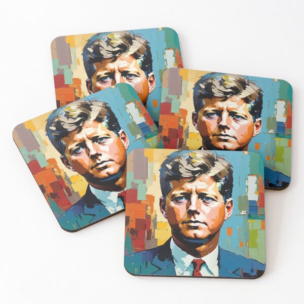 Artikelvorschau, Digitales Porträt inspiriert von John Kennedy auf buntem Hintergrund entworfen und verkauft von clon-dot-net.