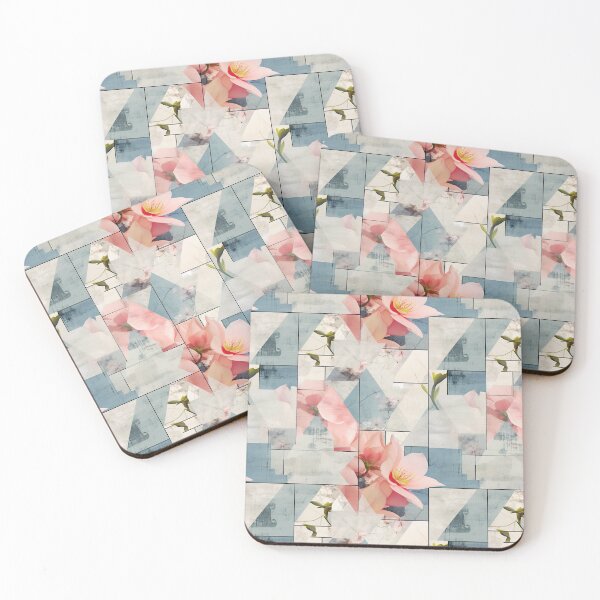 Item preview, Pastel Petals and Concrete Geometry - an Urban Botanic Abstraction Pattern designed and sold by Dazzling Studio Art.