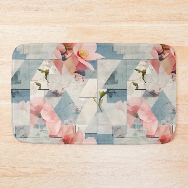 Item preview, Pastel Petals and Concrete Geometry - an Urban Botanic Abstraction Pattern designed and sold by Dazzling Studio Art.