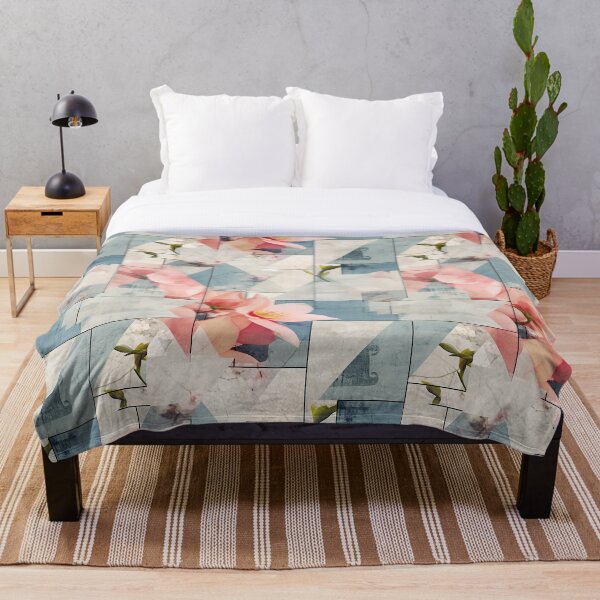 Item preview, Pastel Petals and Concrete Geometry - an Urban Botanic Abstraction Pattern designed and sold by Dazzling Studio Art.