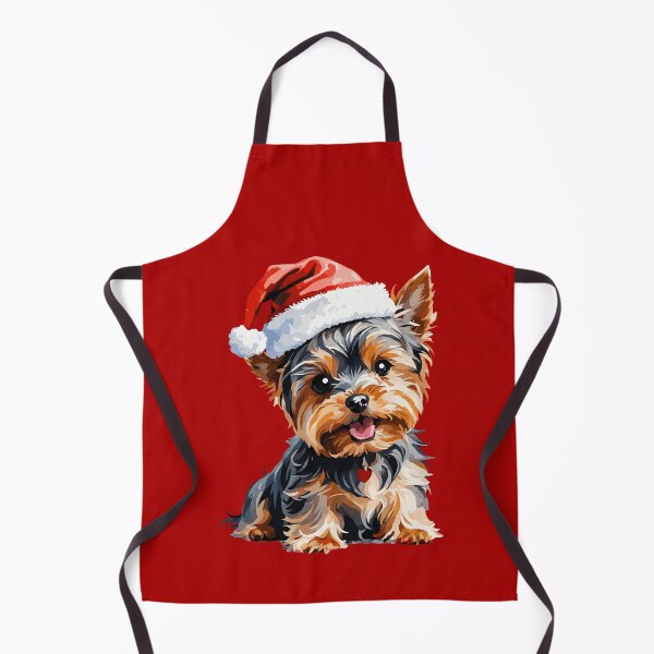 Item preview, Christmas yorkshire terrier, yorkshire terrier wearing a santa hat designed and sold by Niktarka.