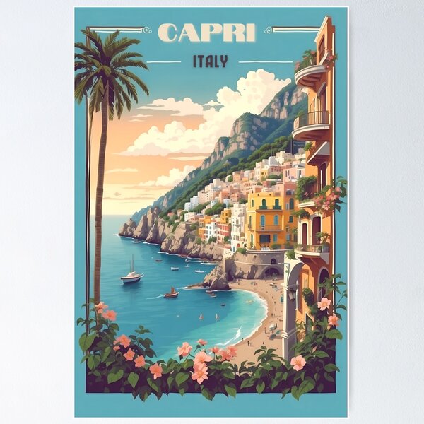 Stupell Industries Capri Italian Summer Beach Island Graphic Art Gray  Framed Art Print Wall Art, Design by Ziwei Li