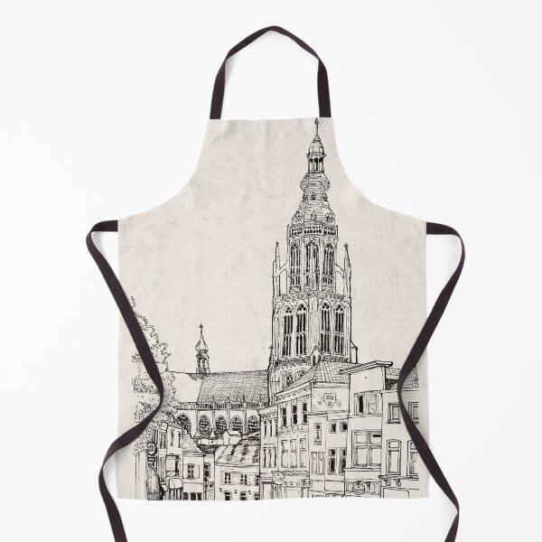 Item preview, Great Church Breda Netherlands Cityscape Pen Ink Illustration designed and sold by Wall-Art-Sketch.