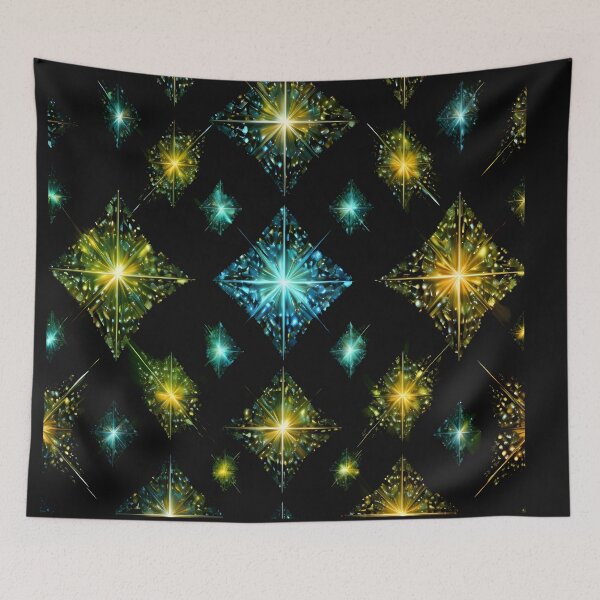 Item preview, Pattern of tiny shiny fluorescent diamonds designed and sold by AI-Only Creations.