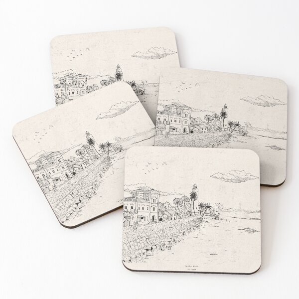 Item preview, Galle Dutch Fort Sri Lanka Landscape Pen and Ink Illustration designed and sold by Wall-Art-Sketch.