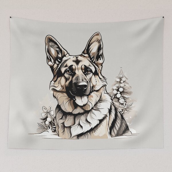 Item preview, Guardian of Holiday Joy - German Shepherd in Front of Christmas Tree designed and sold by cutie1pie1dogs.