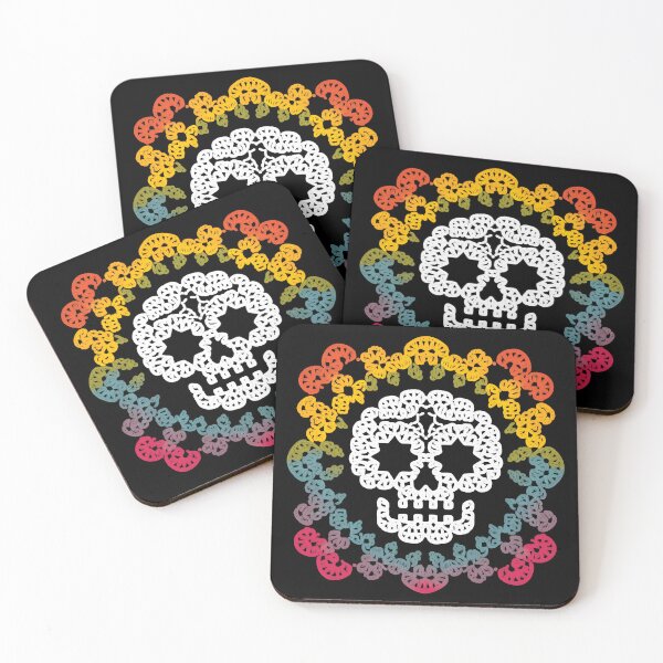 Item preview, A sugarskull rainbow granny square, crochet art designed and sold by Fr0mtheMachine.