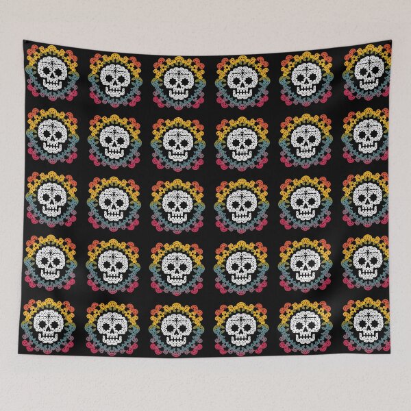 Item preview, A sugarskull rainbow granny square, crochet art designed and sold by Fr0mtheMachine.