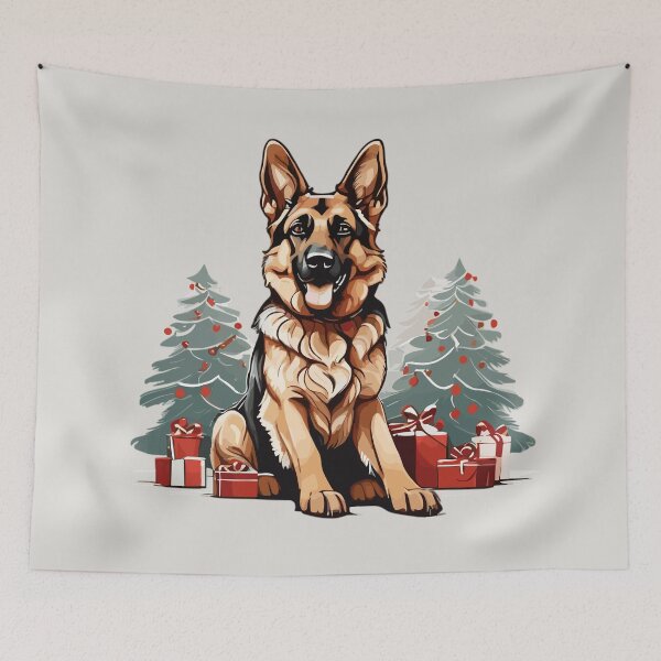 Item preview, Guardian of Holiday Joy - German Shepherd in Front of Christmas Tree designed and sold by cutie1pie1dogs.