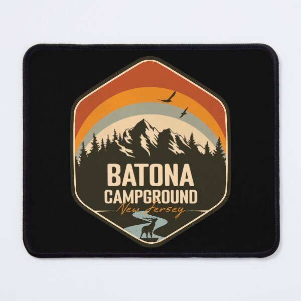 Item preview, Batona Campground New Jersey - NJ Vintage Sunset Badge Forest and Wilderness designed and sold by mountainfad.