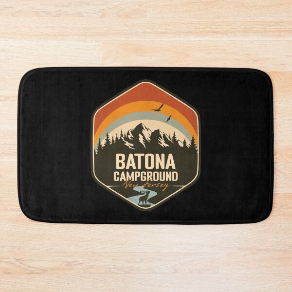 Artikelvorschau, Batona Campground New Jersey - NJ Vintage Sunset Badge Wald und Wildnis entworfen und verkauft von mountainfad.