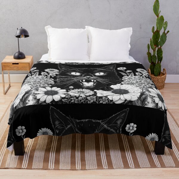 Item preview, Gothic retro Black Cat with doddle floral designed and sold by Catophile.
