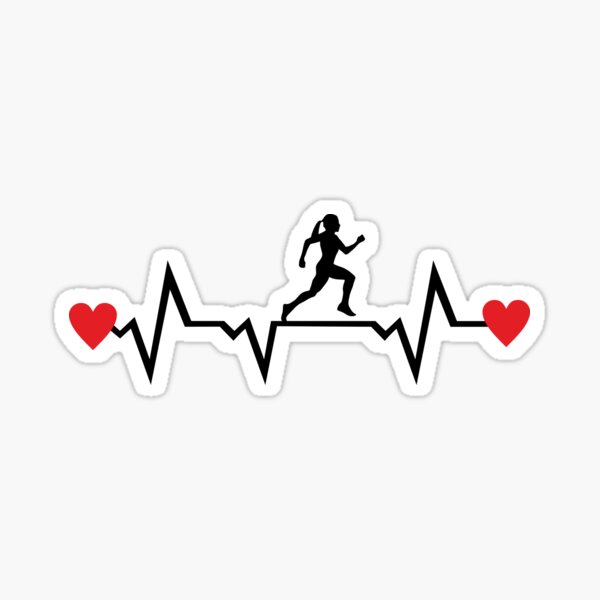 F1081 Run Fille & GIRL Heartbeat runner femme running 10K 5K SUP Decal Autocollant