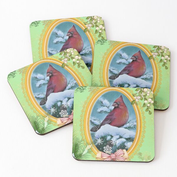 Item preview, Red cardinal with mistletoe designed and sold by Gabriella  Szabo.