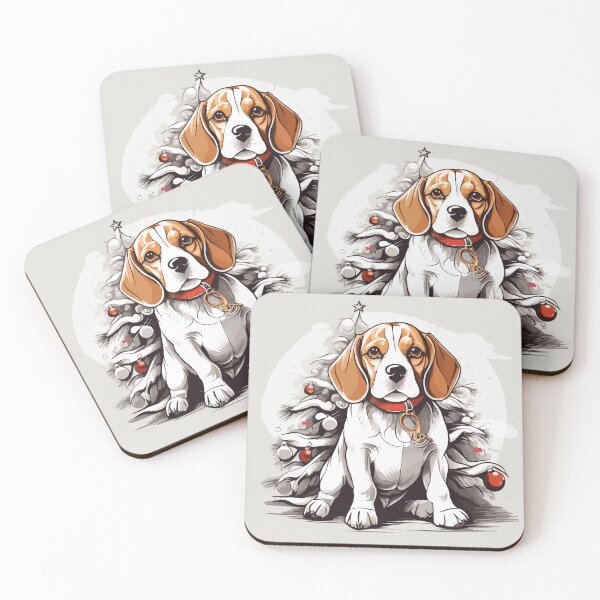 Item preview, Cheerful Beagle by the Tree - Christmas Canine Delight designed and sold by cutie1pie1dogs.