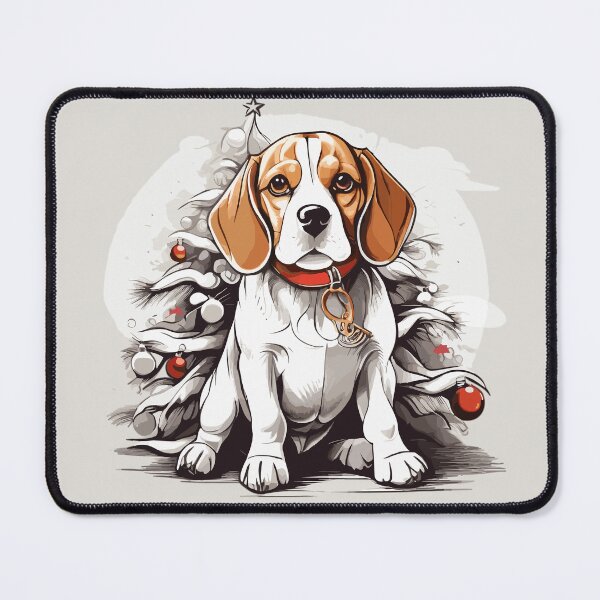 Item preview, Cheerful Beagle by the Tree - Christmas Canine Delight designed and sold by cutie1pie1dogs.