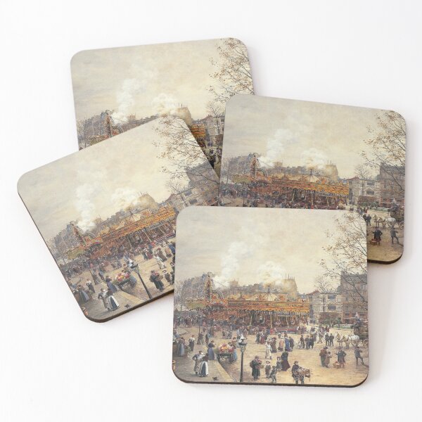Item preview, The Party at Place Pigalle, Paris (19th century) - François Marie Firmin Girard designed and sold by SALON DES ARTS.