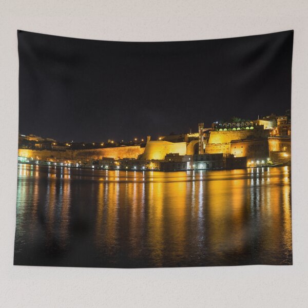 Item preview, Velvety Reflections - Valletta Grand Harbour at Night designed and sold by Georgia Mizuleva.