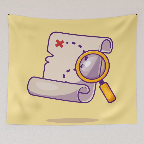 Item preview, Treasure Map with Magnifying Glass Cartoon Vector Icon Illustration designed and sold by hjian8219.