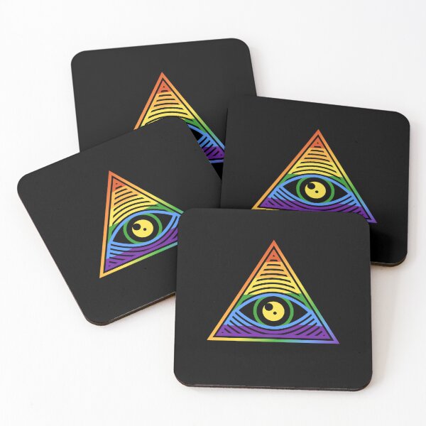 Item preview, LGBT Pyramid and Eye for Pride Month Triangular Design Rainbow Flag - All-Seeing Eye designed and sold by venomousvector.