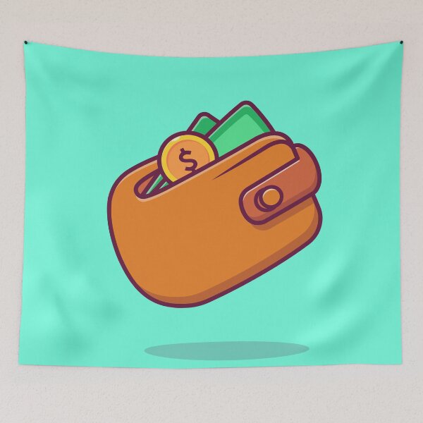 Item preview, Wallet and Money Cartoon Vector Icon Illustration designed and sold by hjian8219.