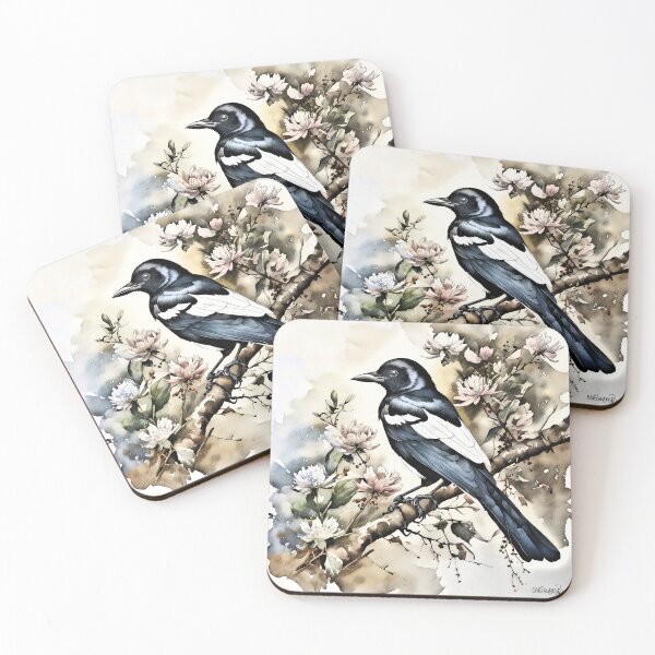 Item preview, Magpie on a branch designed and sold by Cartsandrab.
