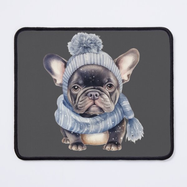 Item preview, Winter Bulldog in Blue Cap and Scarf designed and sold by MargaretFasDes.
