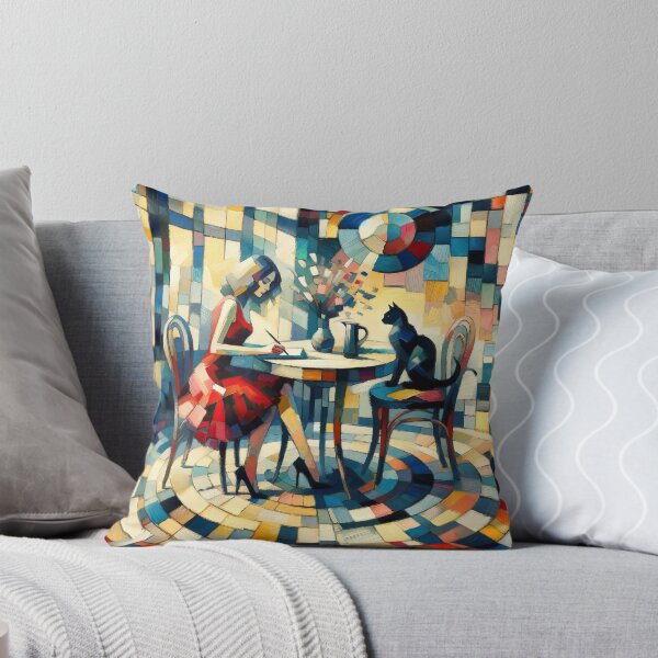 Vista previa del artículo con la obra «mujer y su gato», diseñado y vendido por Cindyart007.