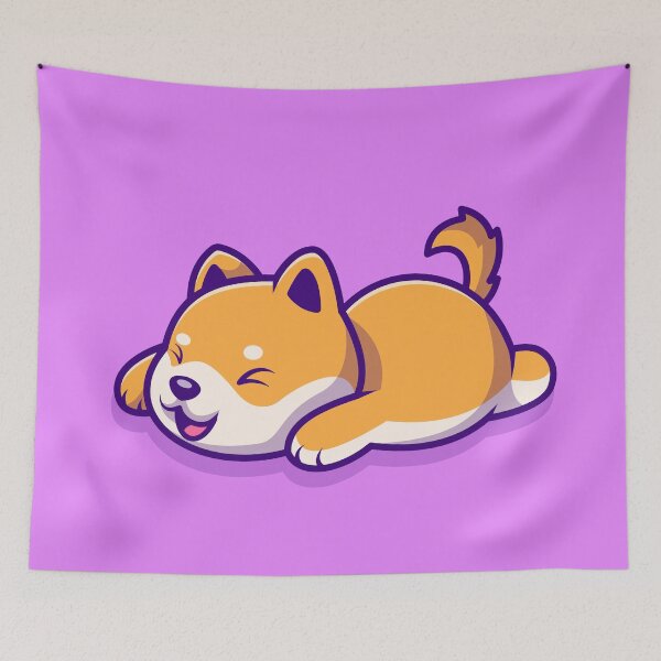 Item preview, "Cute Shiba Inu Dog Lying on the Floor Cartoon Vector Icon Illustration" designed and sold by hjian8219.