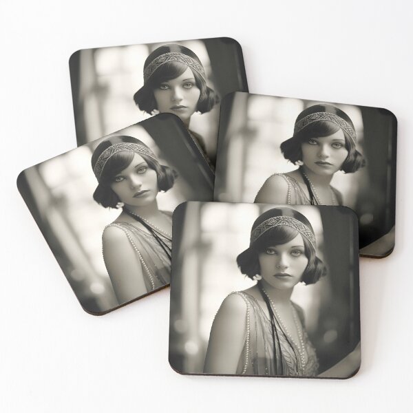 Item preview, black and white 1920s flapper photo designed and sold by dcrc.